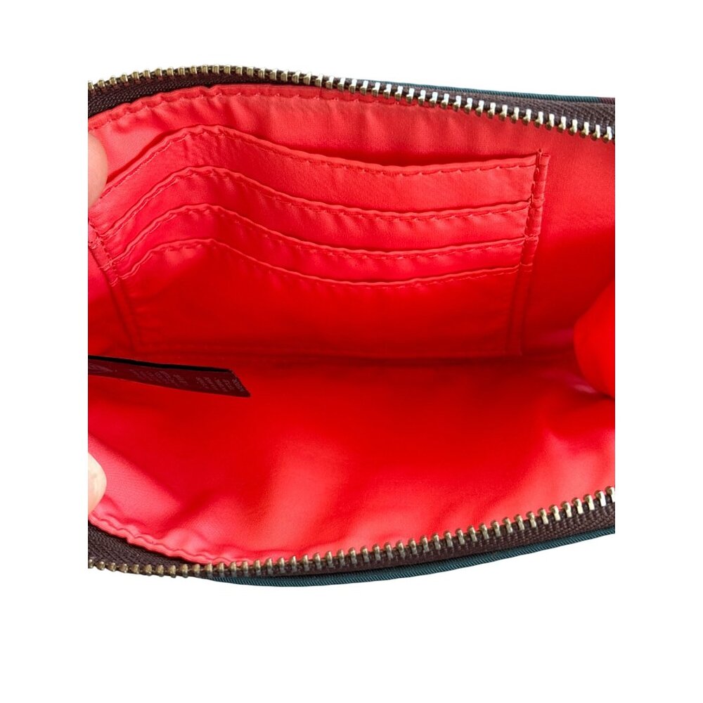 Fossil Zippered Teal & Multi Polka Dots Zip Aroun… - image 6